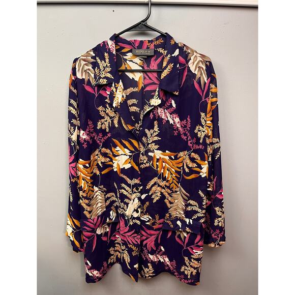 designs & Co Lane Bryant button front top Womens Plus size 22/24‎ Purple Sheer - Picture 2 of 9